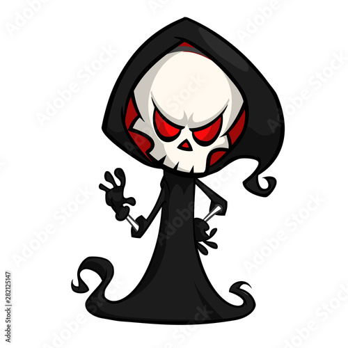 Cute cartoon grim reaper. Halloween vector illustration