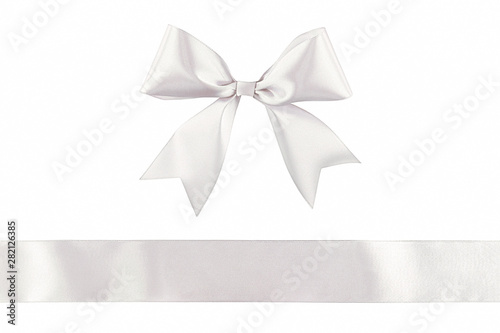 White ribbon bow isolated on white background