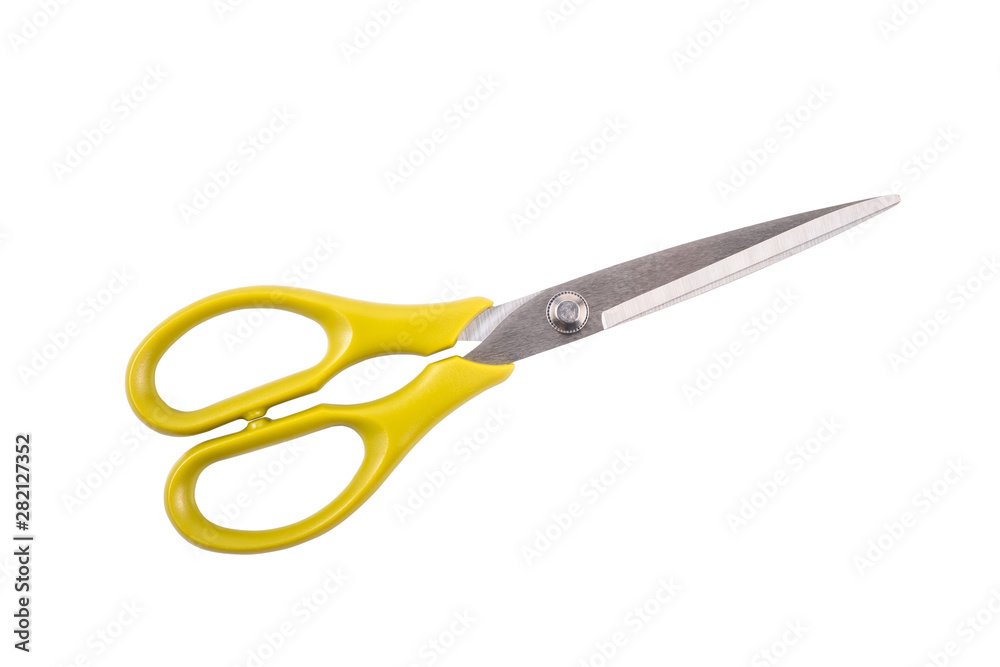 Green scissors isolated on white background Green scissors isolated on white background