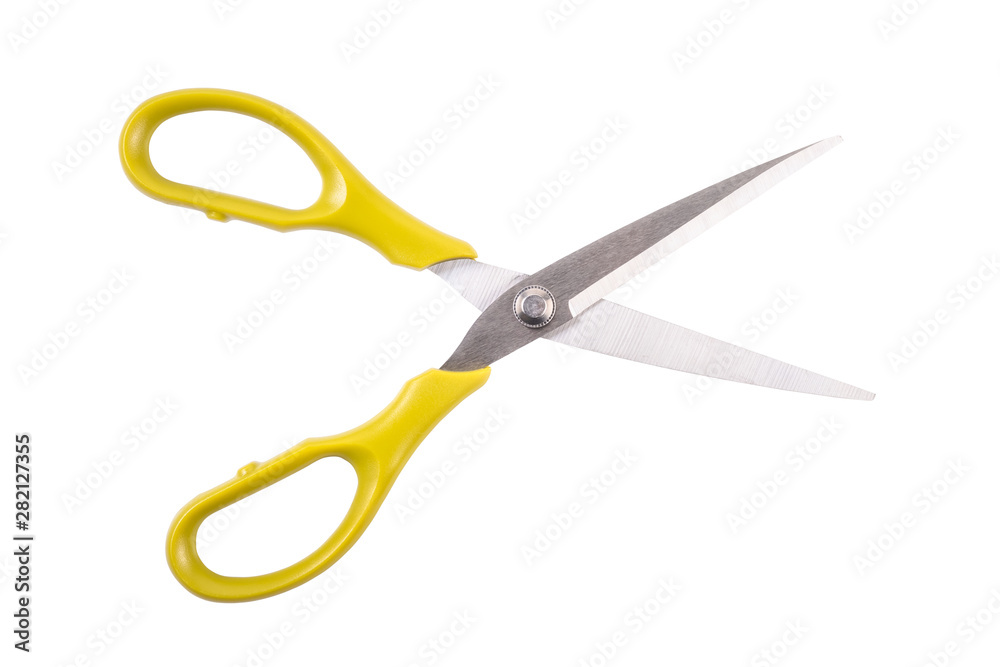 Green scissors stretch isolated on white background Green scissors stretch isolated on white background