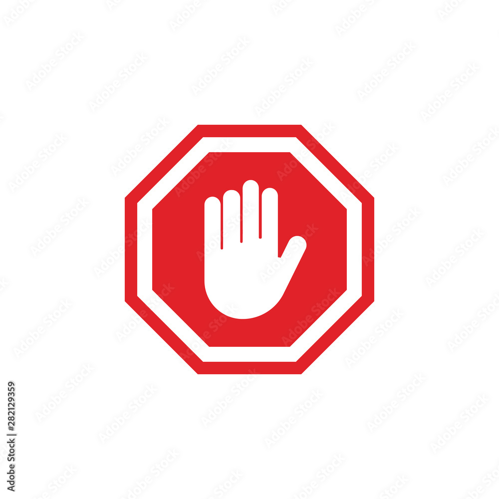 Hand stop icon isolated on white background. Vector illustration. Hand stop icon isolated on white background. Vector illustration.