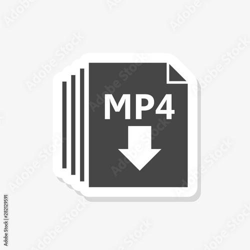 MP4 format document sticker icon, filled flat sign