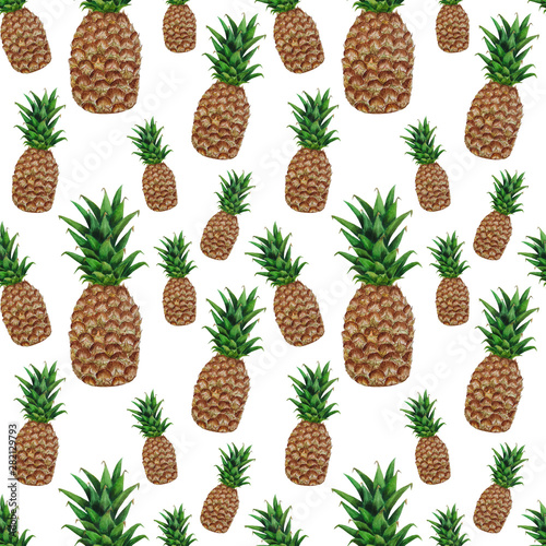 Pattern Pineapple fruit Watercolor illustration Tropics food Digital paper Textile Texture Set Summer Botanical Spring Decoration Design Greeting card