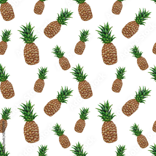 Pattern Pineapple fruit Watercolor illustration Tropics food Digital paper Textile Texture Set Summer Botanical Spring Decoration Design Greeting card