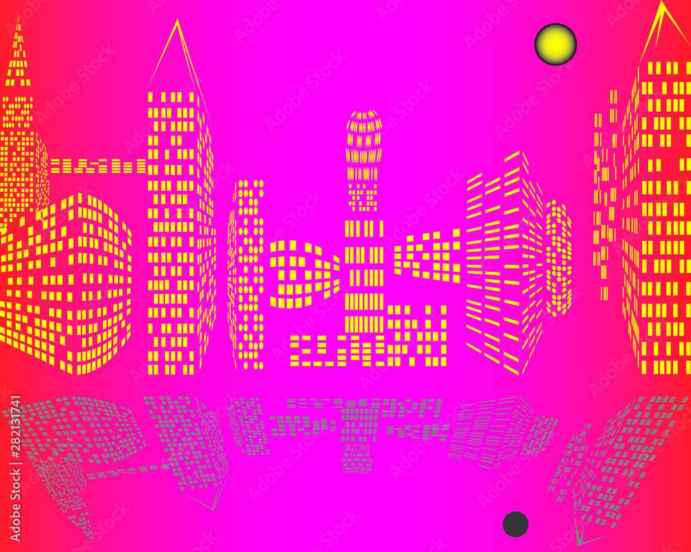 Naklejka premium beautiful city metropolis near the water