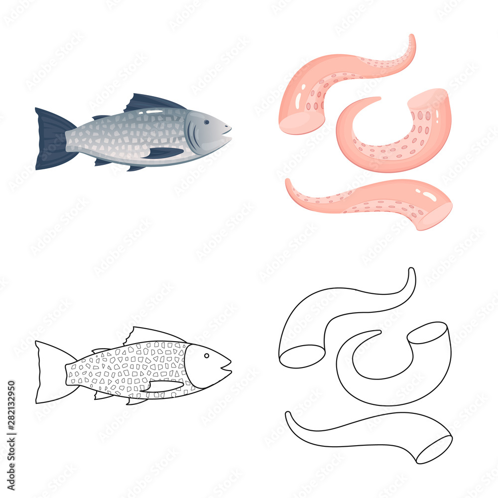 Fototapeta premium Vector design of fresh and restaurant icon. Collection of fresh and marine vector icon for stock.