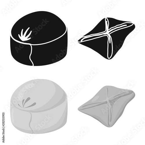 Vector design of products and cooking sign. Set of products and appetizer stock symbol for web.