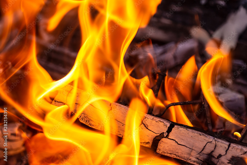 firewood, coal, flames and blazes