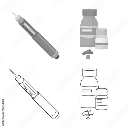 Vector illustration of diet and treatment logo. Collection of diet and medicine stock symbol for web.