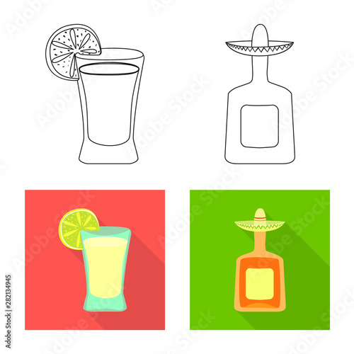 Vector design of cafe and Latin symbol. Set of cafe and national stock vector illustration.