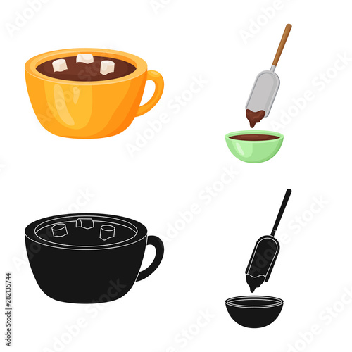 Vector design of food and yummy sign. Collection of food and brown stock vector illustration.