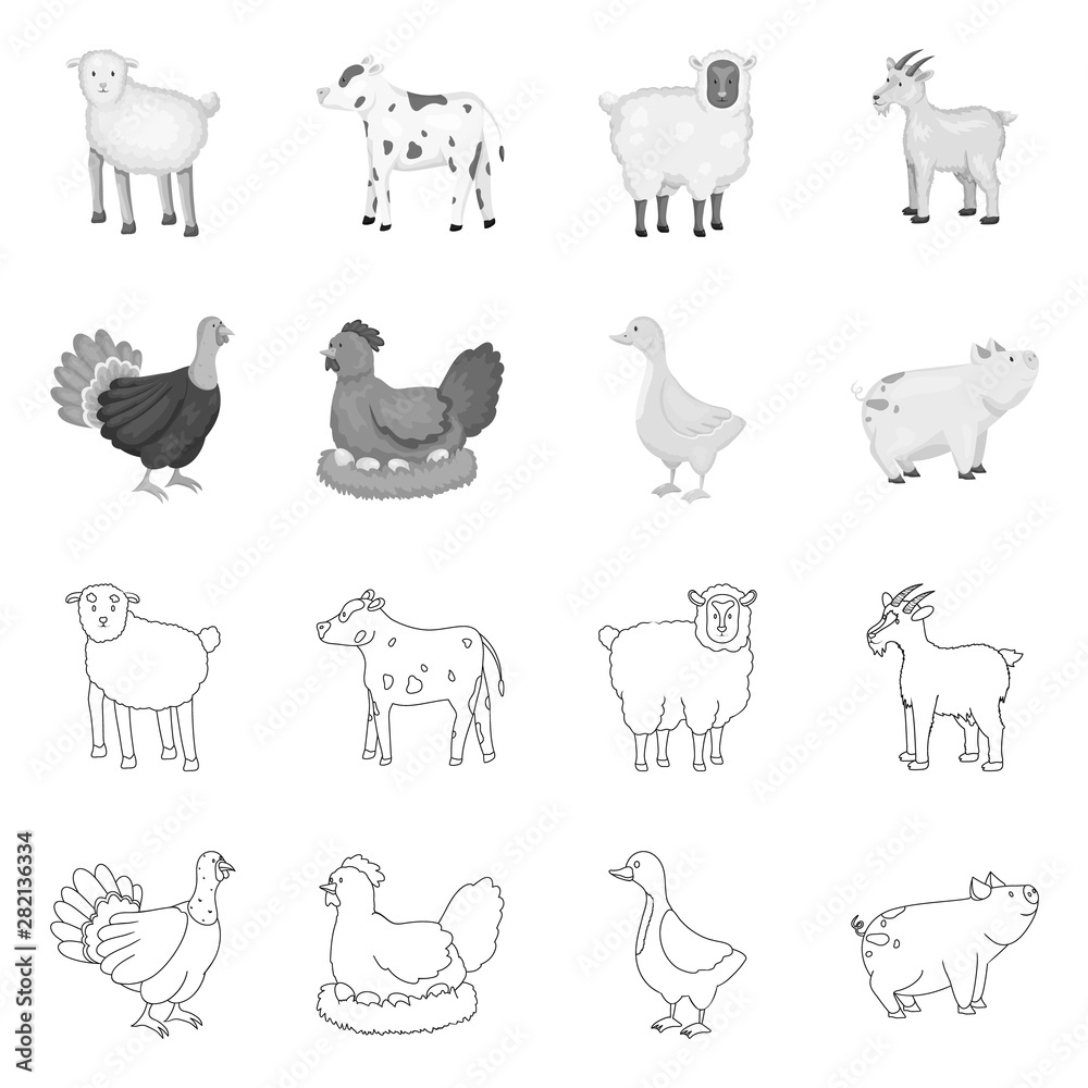 Obraz premium Isolated object of breeding and kitchen icon. Set of breeding and organic stock vector illustration.