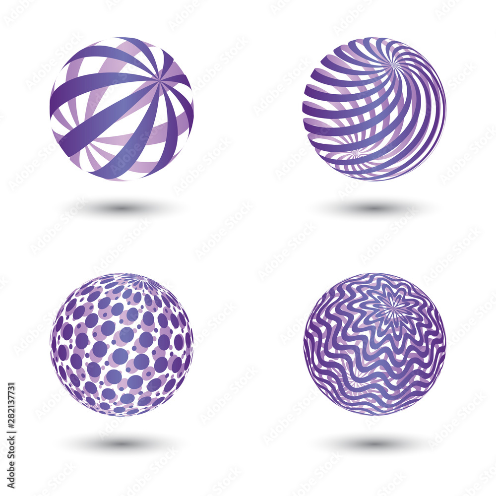 Set of four isolated abstract spheres.
