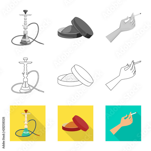 Vector illustration of refuse and stop sign. Set of refuse and habit stock vector illustration.