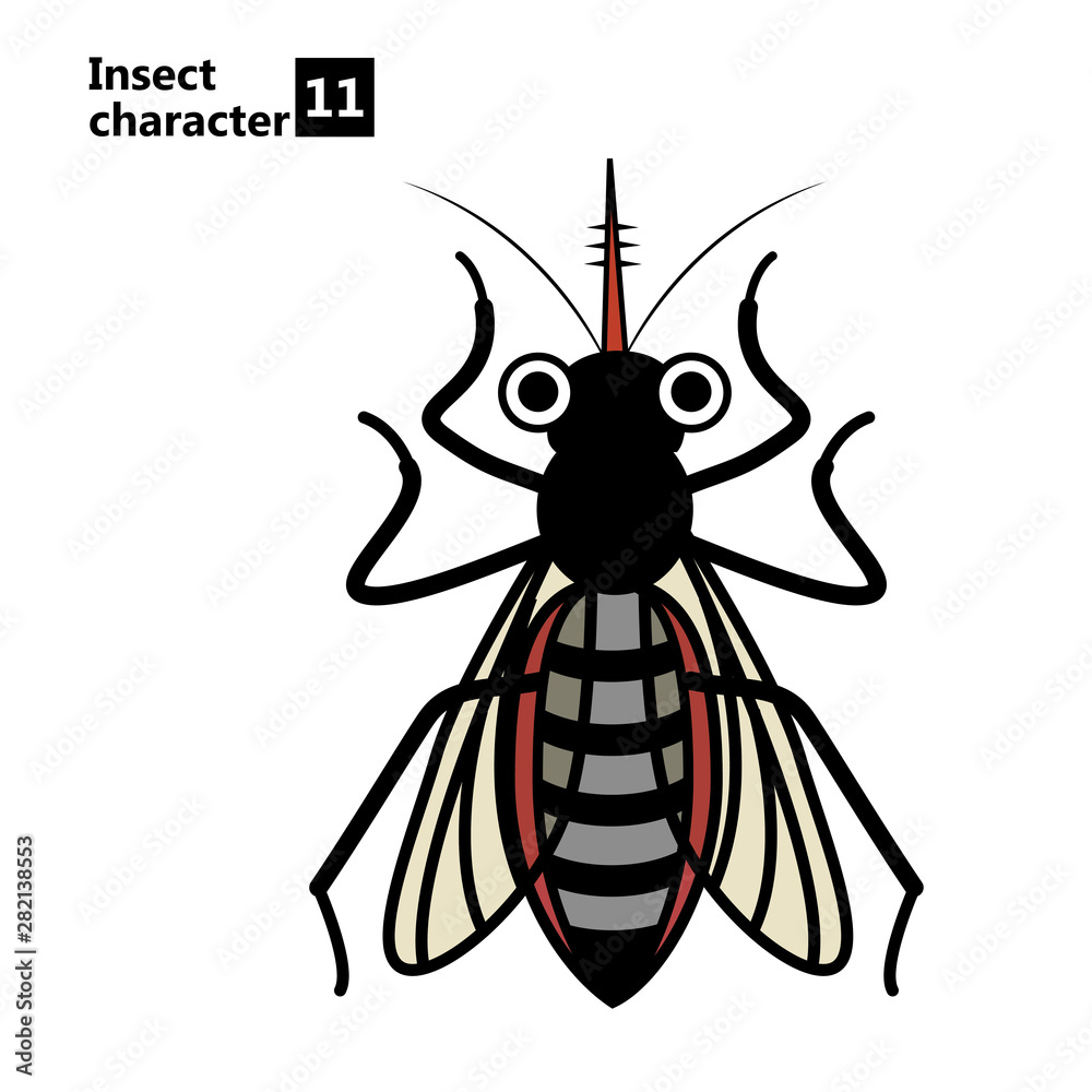 擬人化した昆虫のイラスト 害虫 蚊のキャラクター Insect Character Illustration Of Pest Stock Vector Adobe Stock
