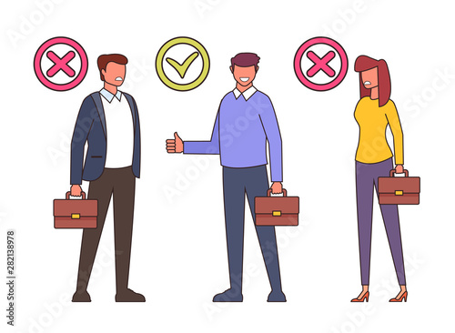 Workers candidate recruitment human resources line art concept. Vector flat cartoon graphic design isolated illustration