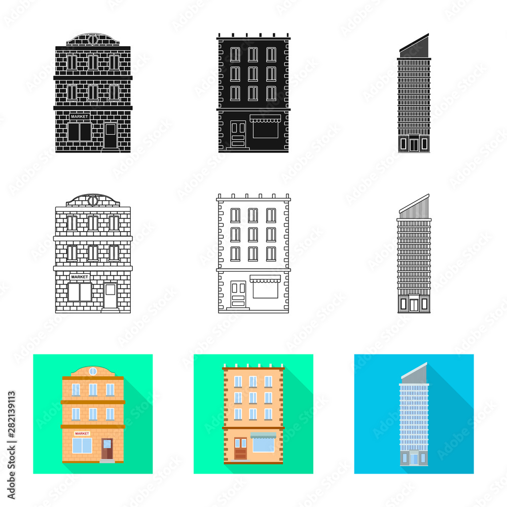 Fototapeta premium Vector design of municipal and center symbol. Collection of municipal and estate stock symbol for web.