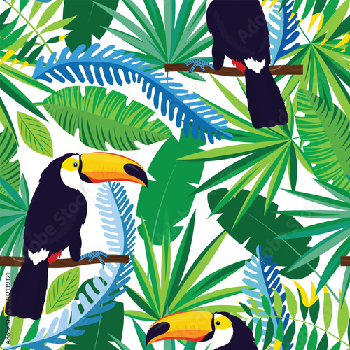 tropical pattern with toucan birds