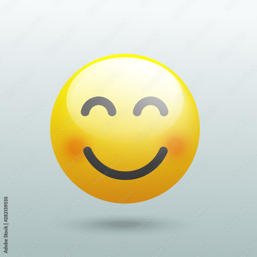 High quality 3d vector round yellow cartoon bubble emoticon for social media and chat comment reactions. Vector illustration High quality 3d vector round yellow cartoon bubble emoticon for social media and chat comment reactions. Vector illustration