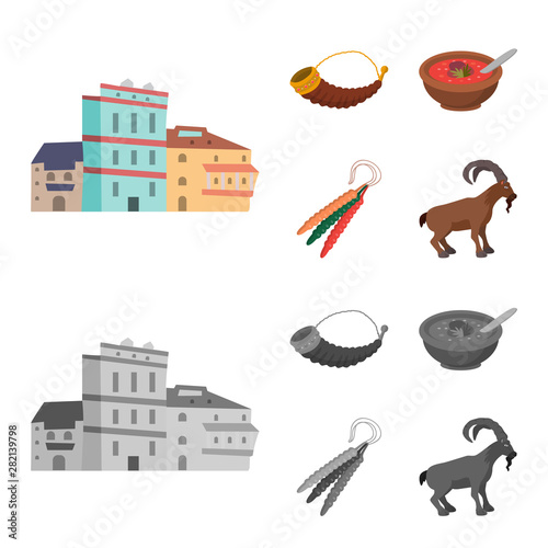 Vector illustration of culture and sightseeing logo. Set of culture and originality stock vector illustration.