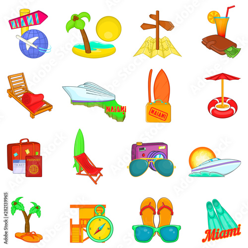Travel way icons set. Cartoon set of 16 travel way vector icons for web isolated on white background