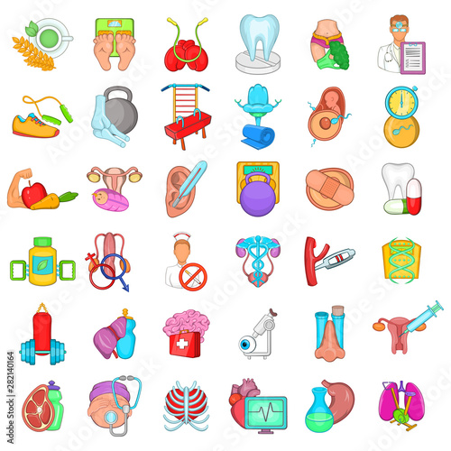 Rehabilitation icons set. Cartoon set of 36 rehabilitation vector icons for web isolated on white background