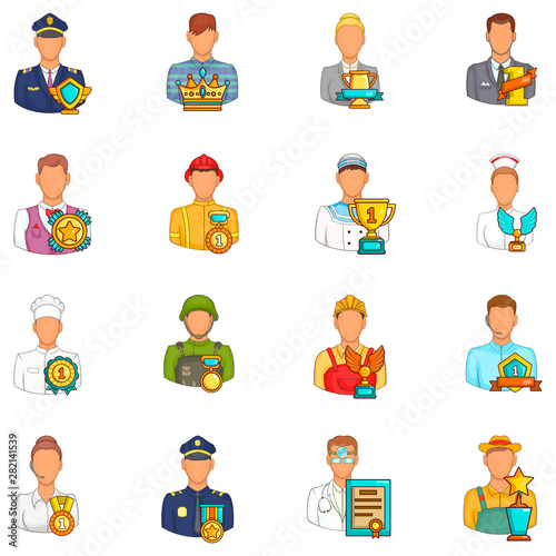 Best specialist icons set. Cartoon set of 16 best specialist vector icons for web isolated on white background