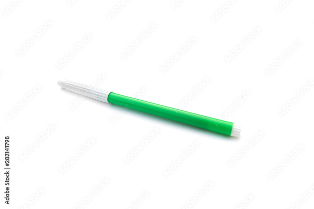 green marker isolated on white background. art concept. green marker isolated on white background. art concept.