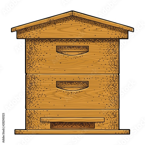 Beehive. Vector vintage engraved illustration. Isolated on white background.