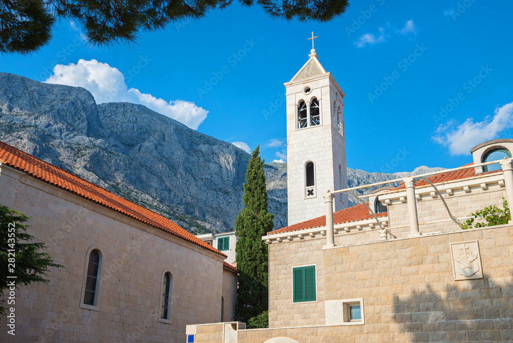 Roman-catholic church in Croatia with blue sky