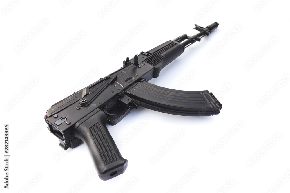 kalashnikov assault rifle ak isolated on a white background. kalashnikov assault rifle ak isolated on a white background.