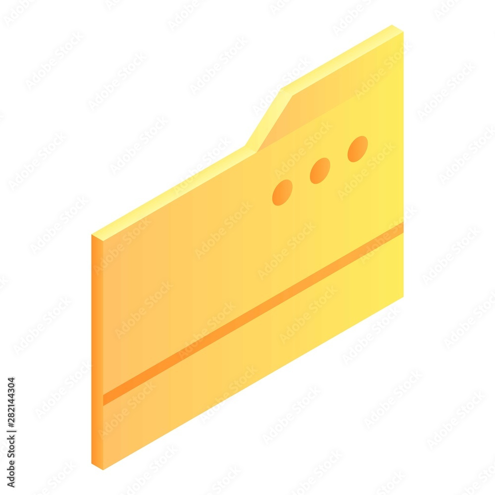 Yellow folder icon. Isometric of yellow folder vector icon for web design isolated on white background