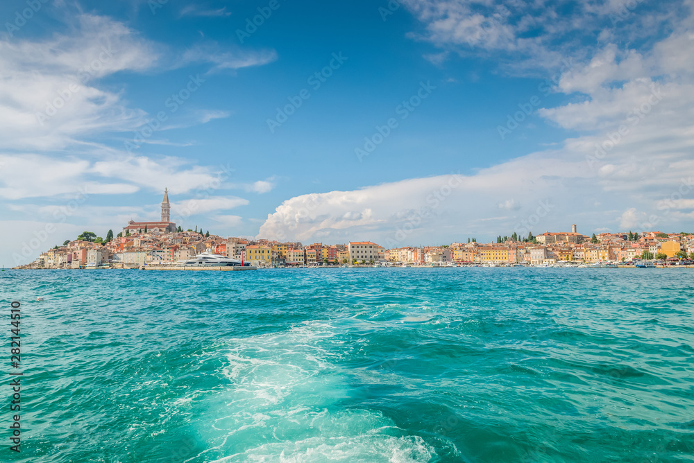 Boat trip Rovinj. View to the city.