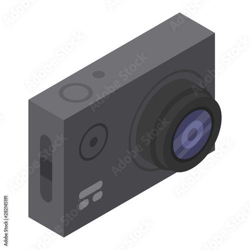 Waterproof action camera icon. Isometric of waterproof action camera vector icon for web design isolated on white background