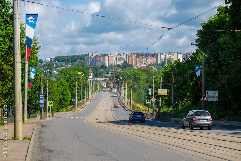 Smolensk, Russia - May, 26, 2019: Image of highway in Smolensk, Russia