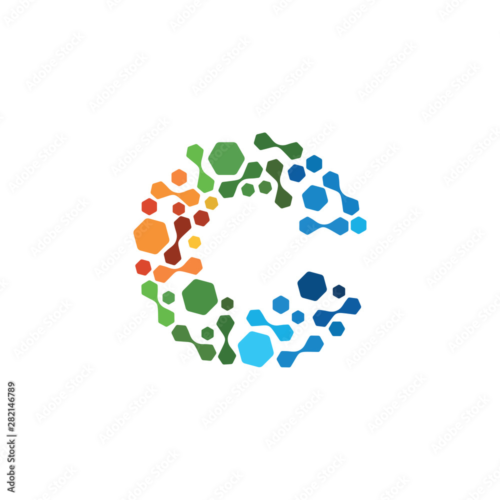 initials C with technology logo template initials C with technology logo template