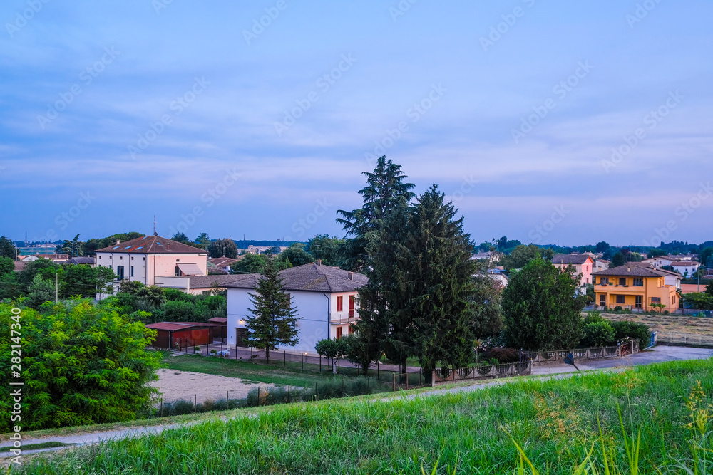 Landscape with the image of sunset in italian countryside