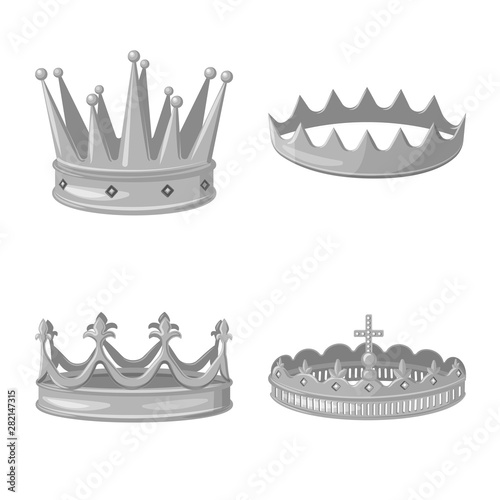 Vector illustration of jewel and vip icon. Collection of jewel and nobility vector icon for stock.