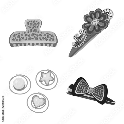 Isolated object of hairdressing and hairclip sign. Set of hairdressing and fashion vector icon for stock.