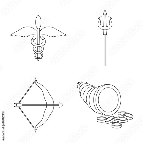 Vector design of mythology and god sign. Set of mythology and culture stock vector illustration.