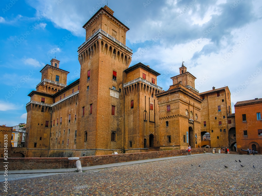Ferrara, Italy - July, 09, 2019: view of Ferrara castle in Italy