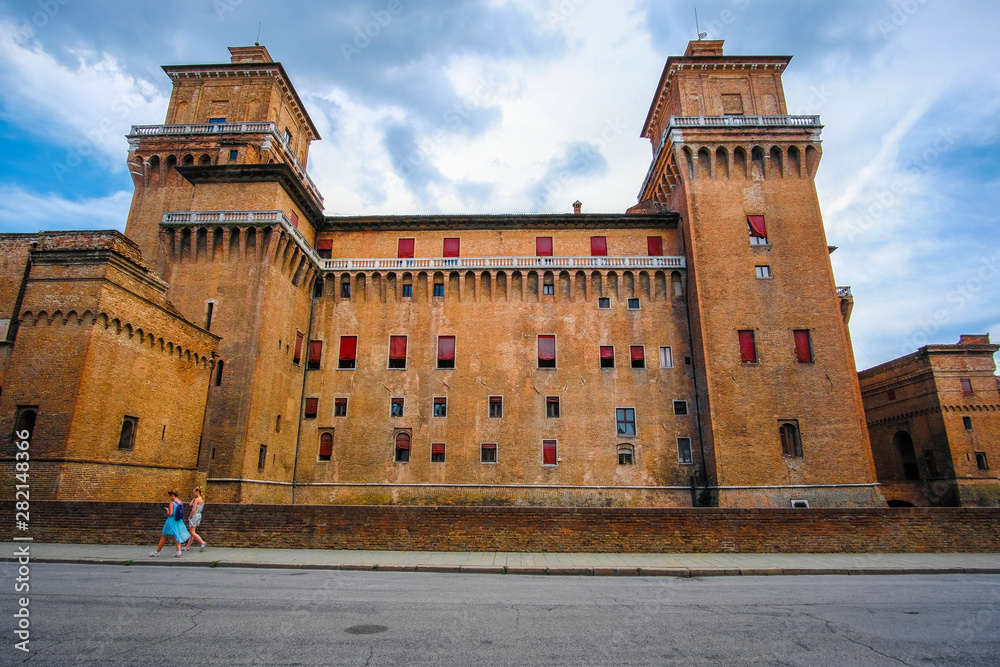 Ferrara, Italy - July, 09, 2019: view of Ferrara castle in Italy