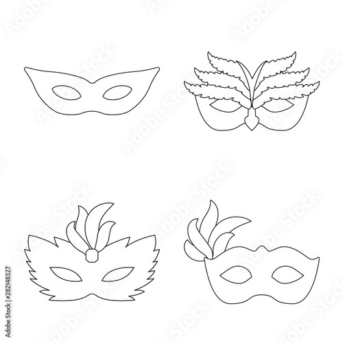 Isolated object of masquerade and mystery sign. Set of masquerade and festival stock symbol for web.