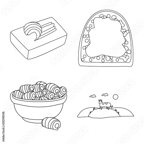 Vector illustration of margarine and cholesterol sign. Collection of margarine and ingredient stock symbol for web.