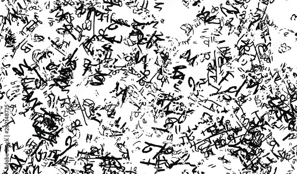 Grunge black white background. Seamless abstract texture of scratches, chipping, scuffs. Gloomy dirty vintage surface