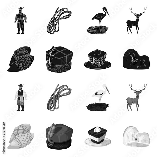 Isolated object of traditional and tour logo. Set of traditional and landmarks stock vector illustration.