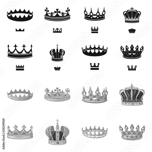 Vector illustration of medieval and nobility logo. Collection of medieval and monarchy stock vector illustration.