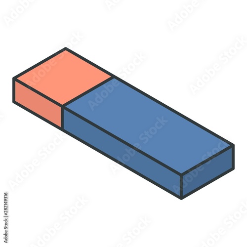 Red blue eraser icon. Isometric of red blue eraser vector icon for web design isolated on white background