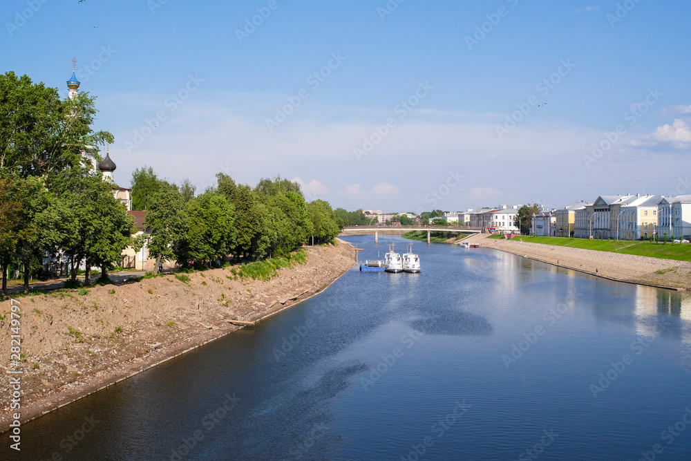 Vologda, Russia - June, 8, 2018: Embankment of river Vologda in Vologda city on the north of Russia