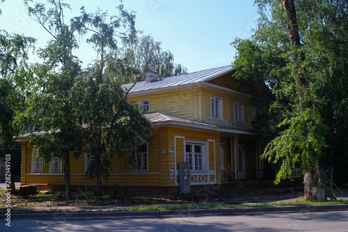 Vologda, Russia - June, 9, 2019: landscape with the image of old russian north town Vologda
